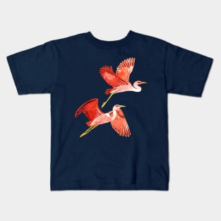 Coral Birds in Flight Kids T-Shirt